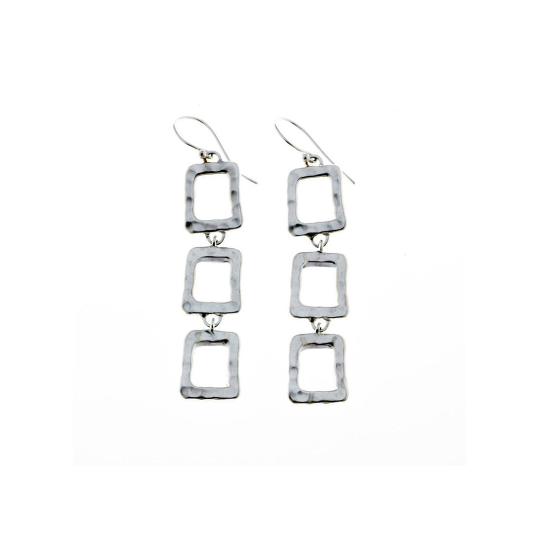 Mystical Pagoda Triple Open Cube Sterling Silver Earring - Cynthia Gale New York - 1