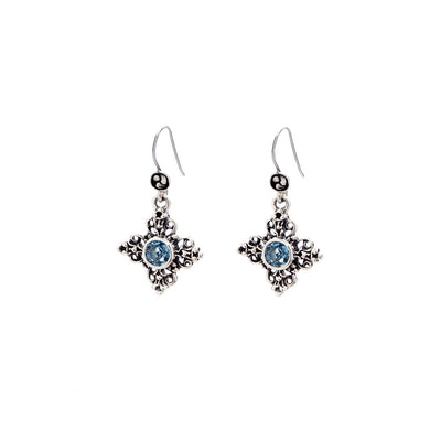 Dharmachakra Sterling Silver Blue Topaz Grace Earring - Cynthia Gale New York Jewelry