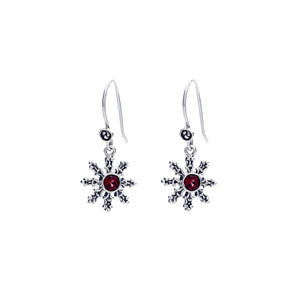 Dharmachakra Sterling Silver Garnet Love Earring - Cynthia Gale New York Jewelry