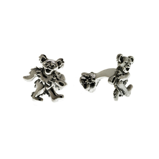 Grateful Dead Dancing Bear Sterling Silver Cufflinks - Cynthia Gale New York