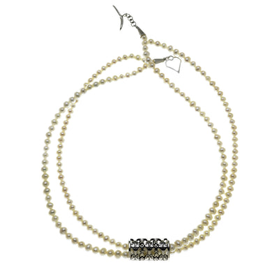 All The World's A Stage Sterling Silver White Pearl Necklace - Cynthia Gale New York Jewelry