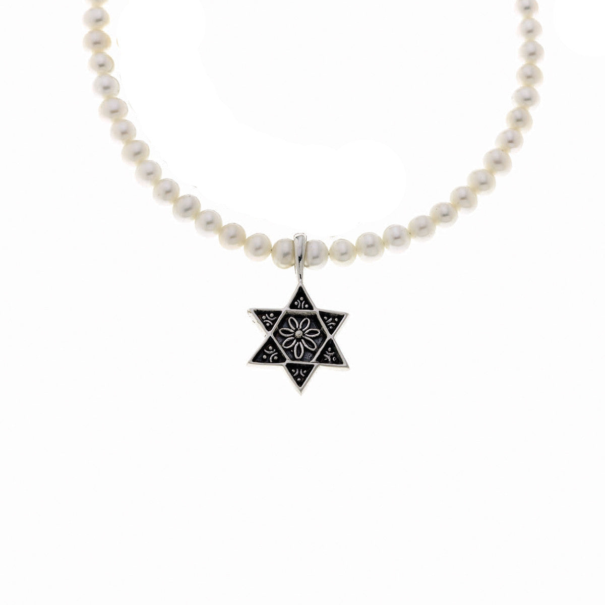 Star Of David Sterling Silver White Pearl Necklace - Cynthia Gale New York Jewelry