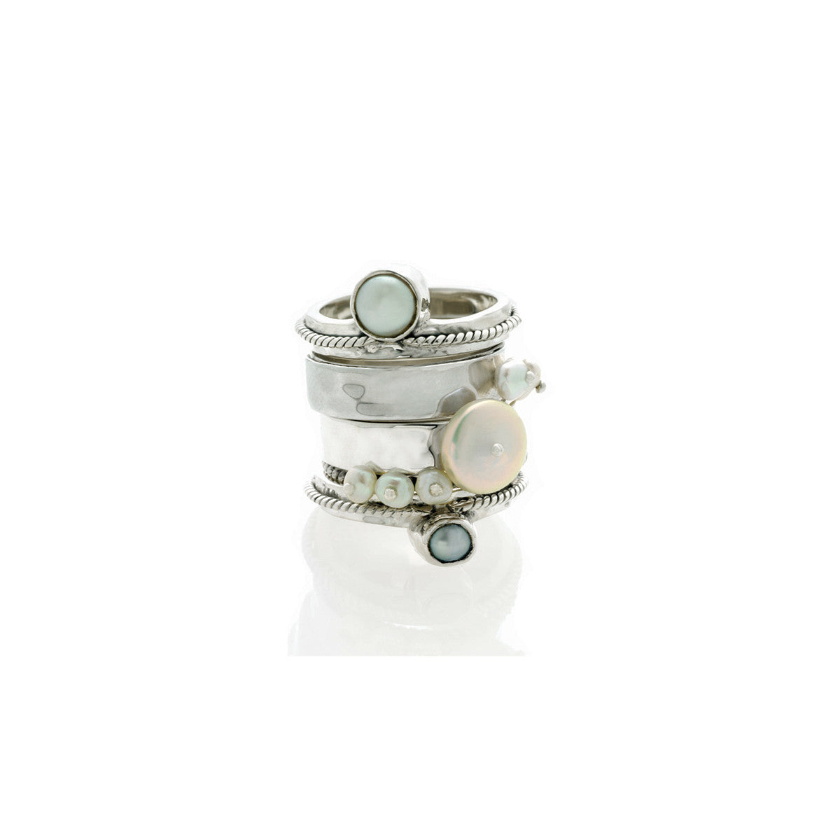Love Letters Faith Sterling Silver Pearl Stack Ring - Cynthia Gale New York Jewelry