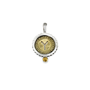 November NYC Authentic Subway Token Citrine Sterling Silver Charm Necklace - Cynthia Gale New York - 1