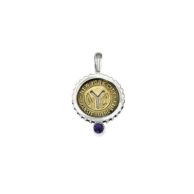 September NYC Authentic Subway Token Iolite Sterling Silver Charm Necklace - Cynthia Gale New York - 1