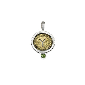 August NYC Authentic Subway Token Peridot Sterling Silver Charm Necklace - Cynthia Gale New York - 1