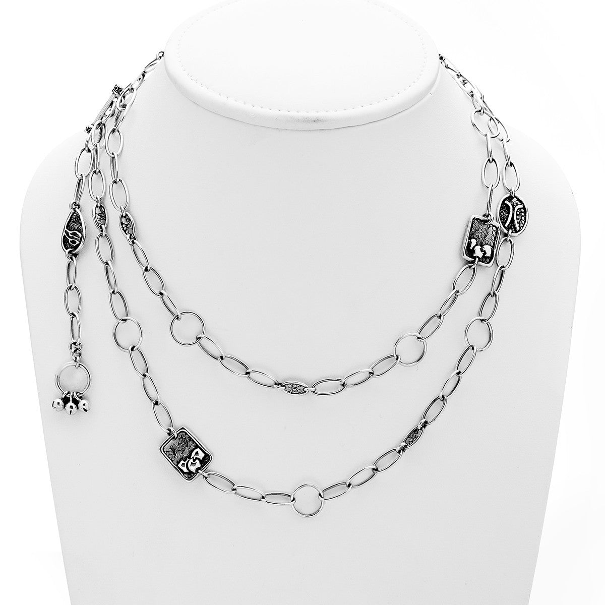 Belle Nouveau Sterling Silver Charm Lariat – Cynthia Gale New York