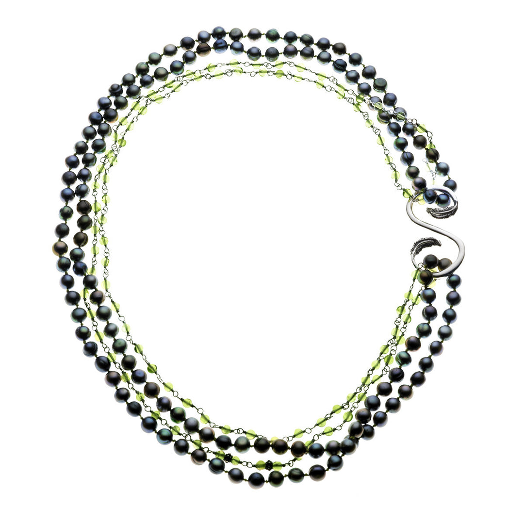 Artknots Carmen Sterling Silver Green Pearl Necklace - Cynthia Gale New York Jewelry