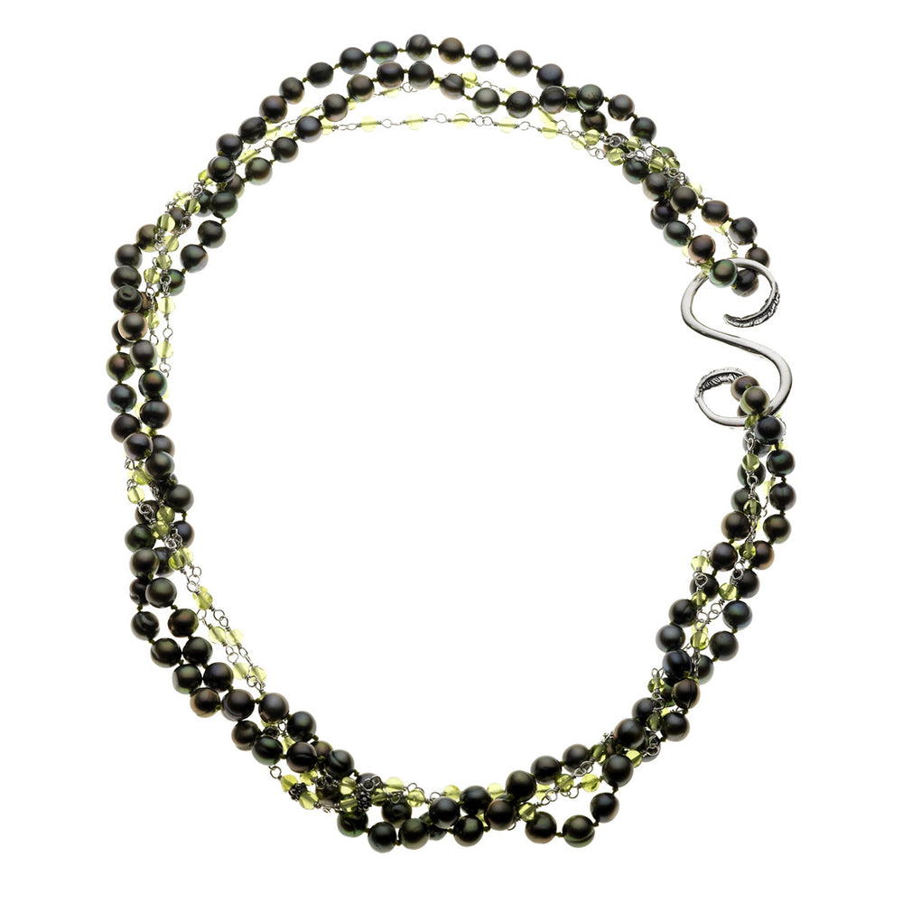 Artknots Carmen Sterling Silver Green Pearl Necklace - Cynthia Gale New York Jewelry