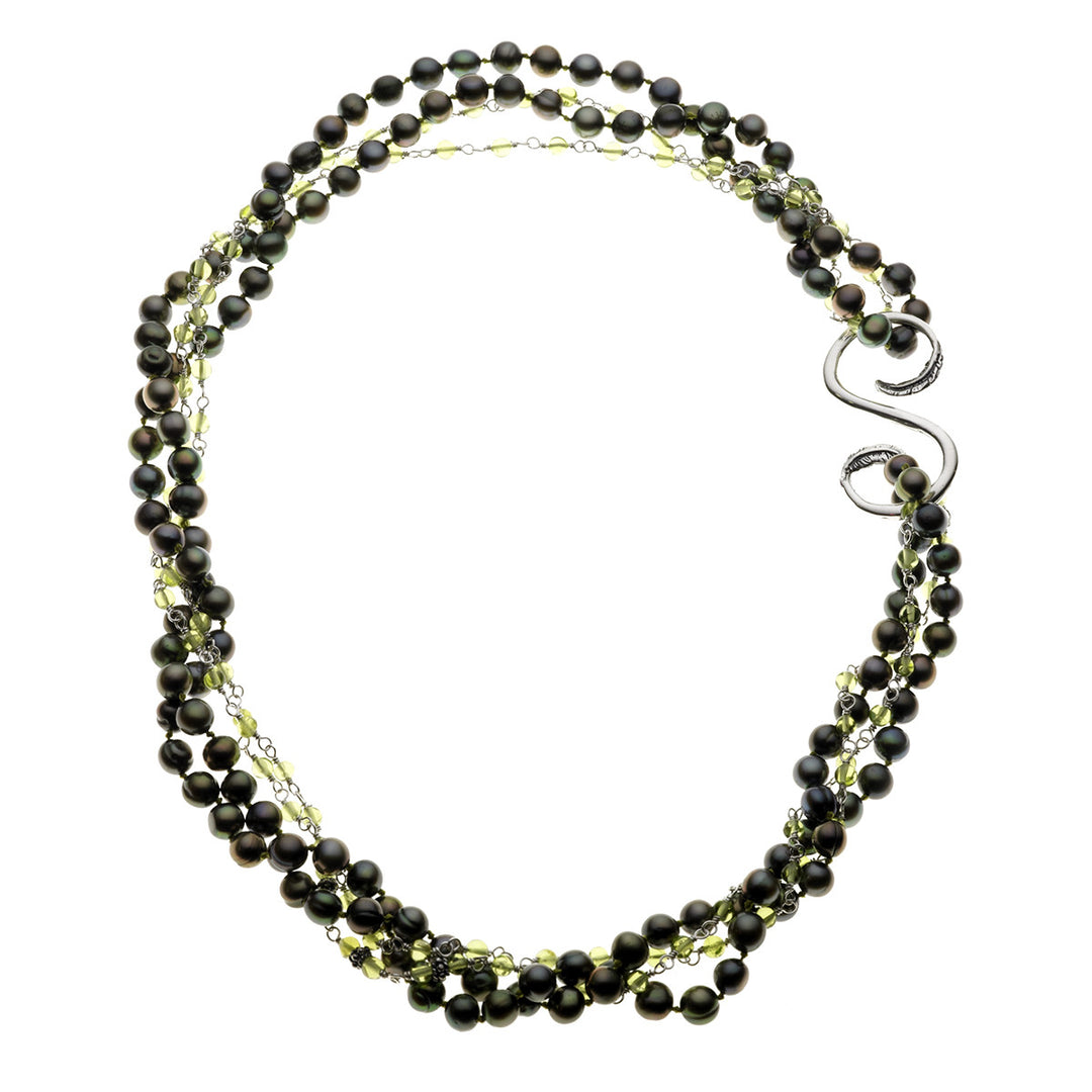 Artknots Carmen Sterling Silver Green Pearl Necklace - Cynthia Gale New York Jewelry