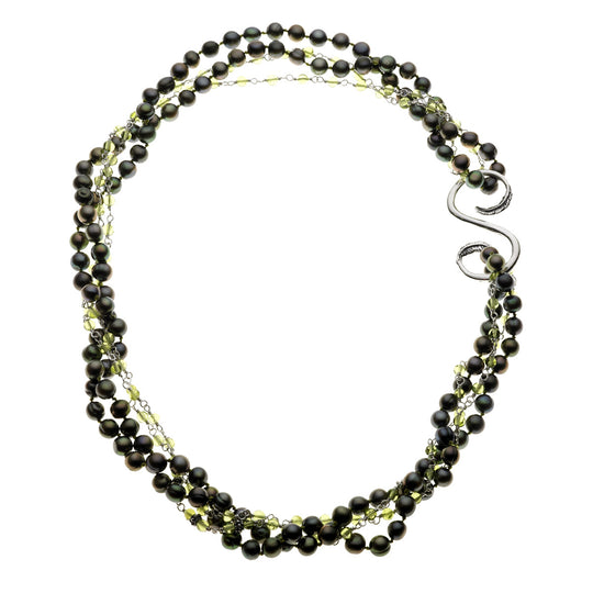 Artknots Carmen Sterling Silver Green Pearl Necklace - Cynthia Gale New York Jewelry