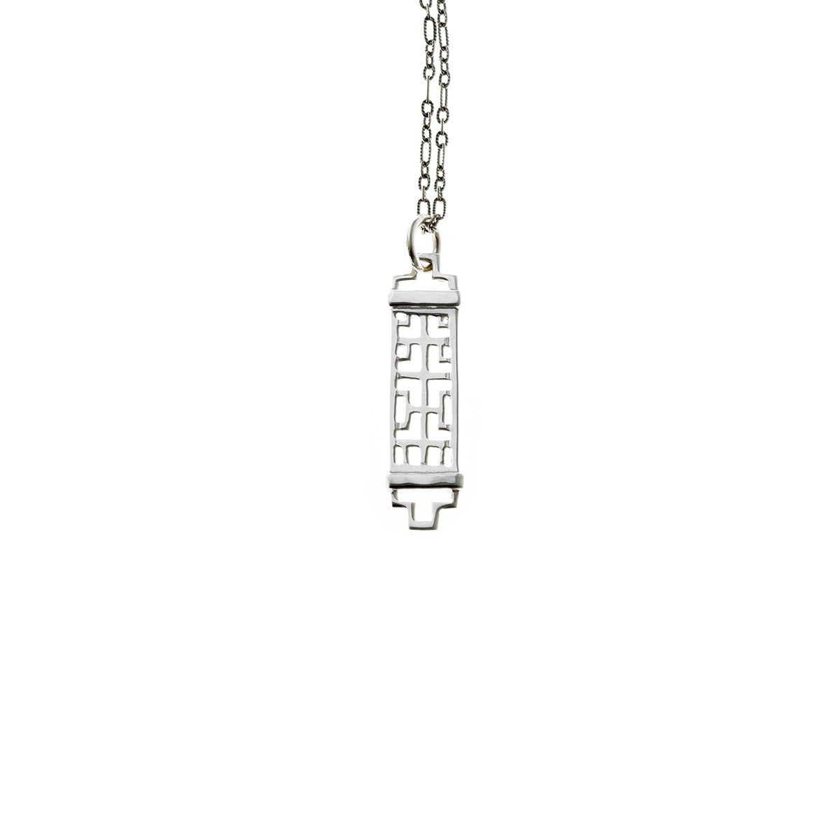 Mystical Pagoda Rectangle Sterling Silver Necklace - Cynthia Gale New York Jewelry