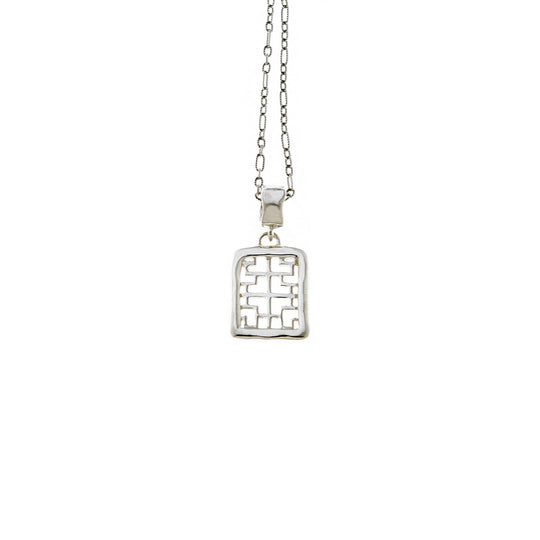 Mystical Pagoda Square Sterling Silver Necklace - Cynthia Gale New York Jewelry