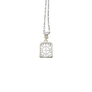 Mystical Pagoda Square Sterling Silver Necklace - Cynthia Gale New York Jewelry