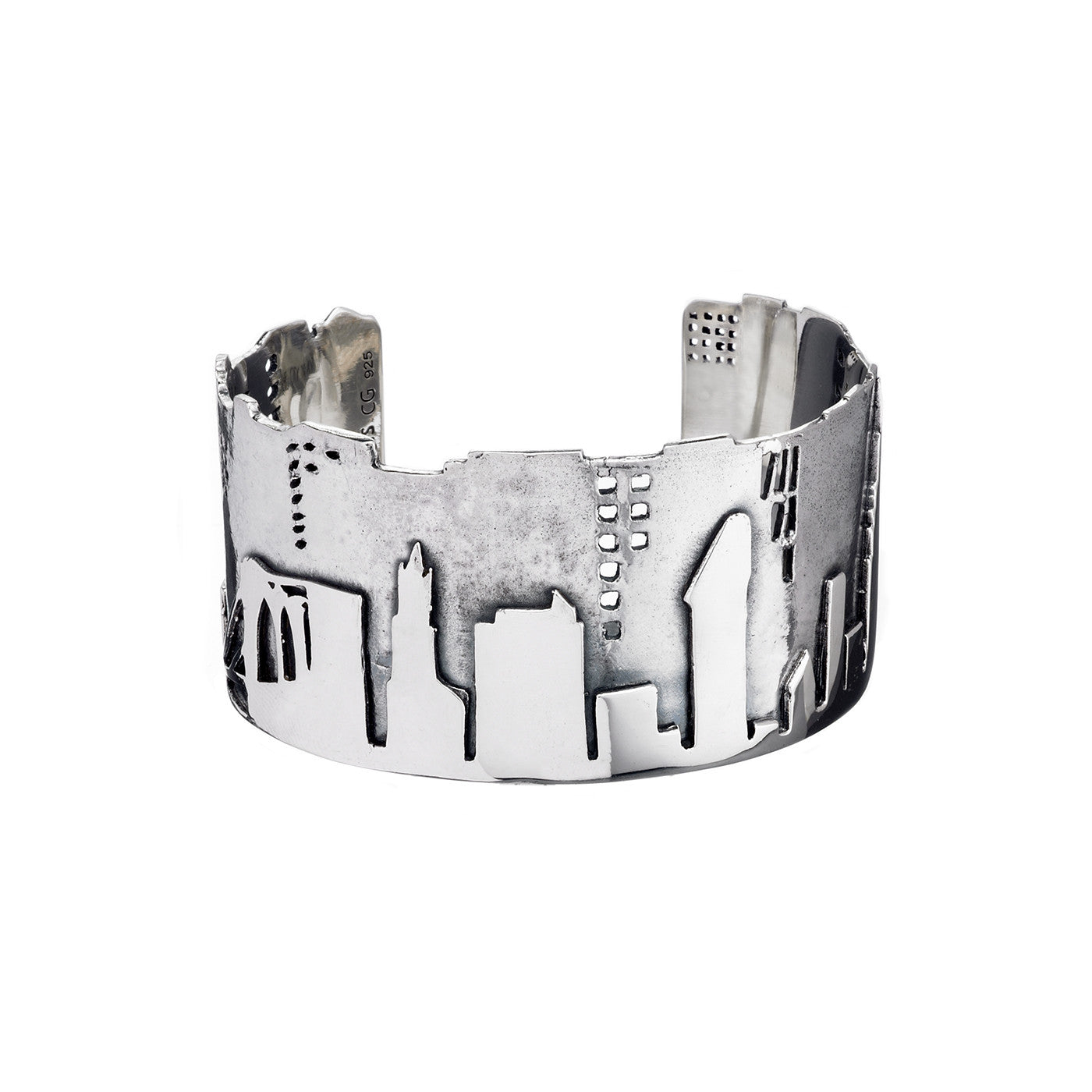 NYC Skyline The City That Never Sleeps Sterling Silver Bracelet Cuff - Cynthia Gale New York - 2
