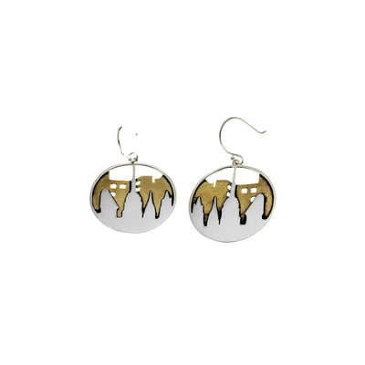 New York City Sterling Silver Brass Drop Earring - Cynthia Gale New York Jewelry