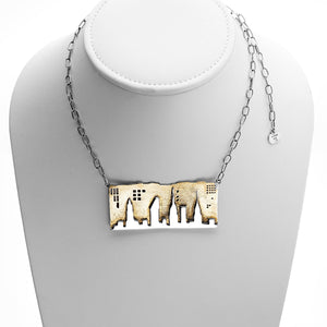 NYC Skyline The City That Never Sleeps Sterling Silver Brass Necklace - Cynthia Gale New York - 1