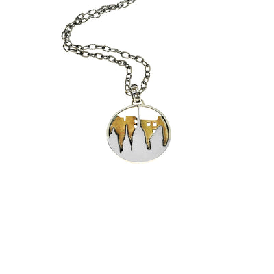 New York City Skyline Sterling Silver & Brass Pendant Necklace - Cynthia Gale New York - 1