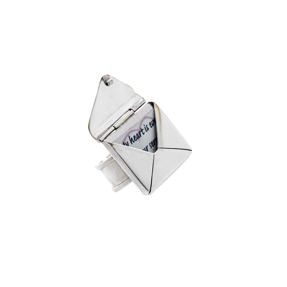 Love Letters Grande Sterling Silver Envelope Ring - Cynthia Gale New York Jewelry