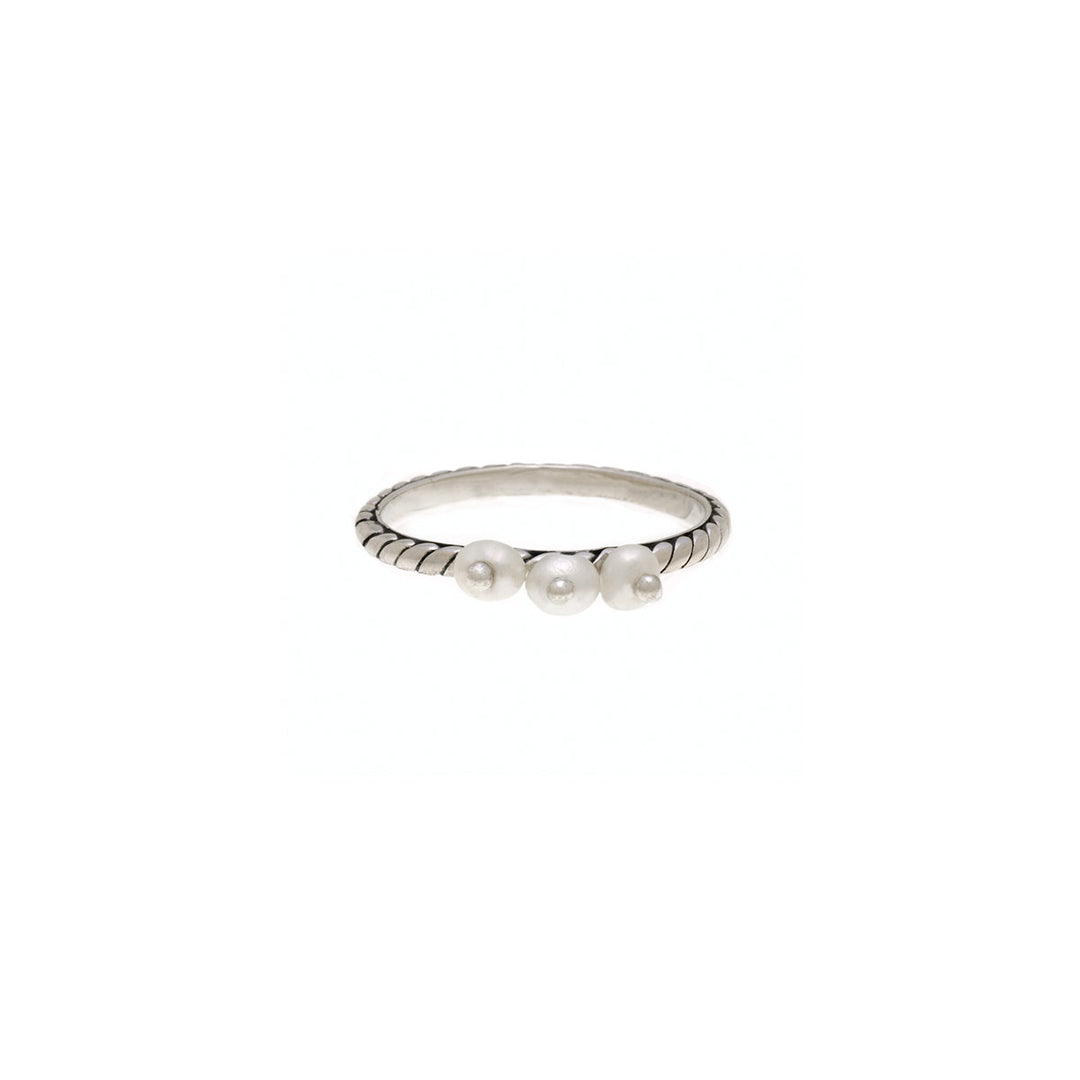 Love Letters Beauty Sterling Silver Pearl Stack Ring - Cynthia Gale New York Jewelry