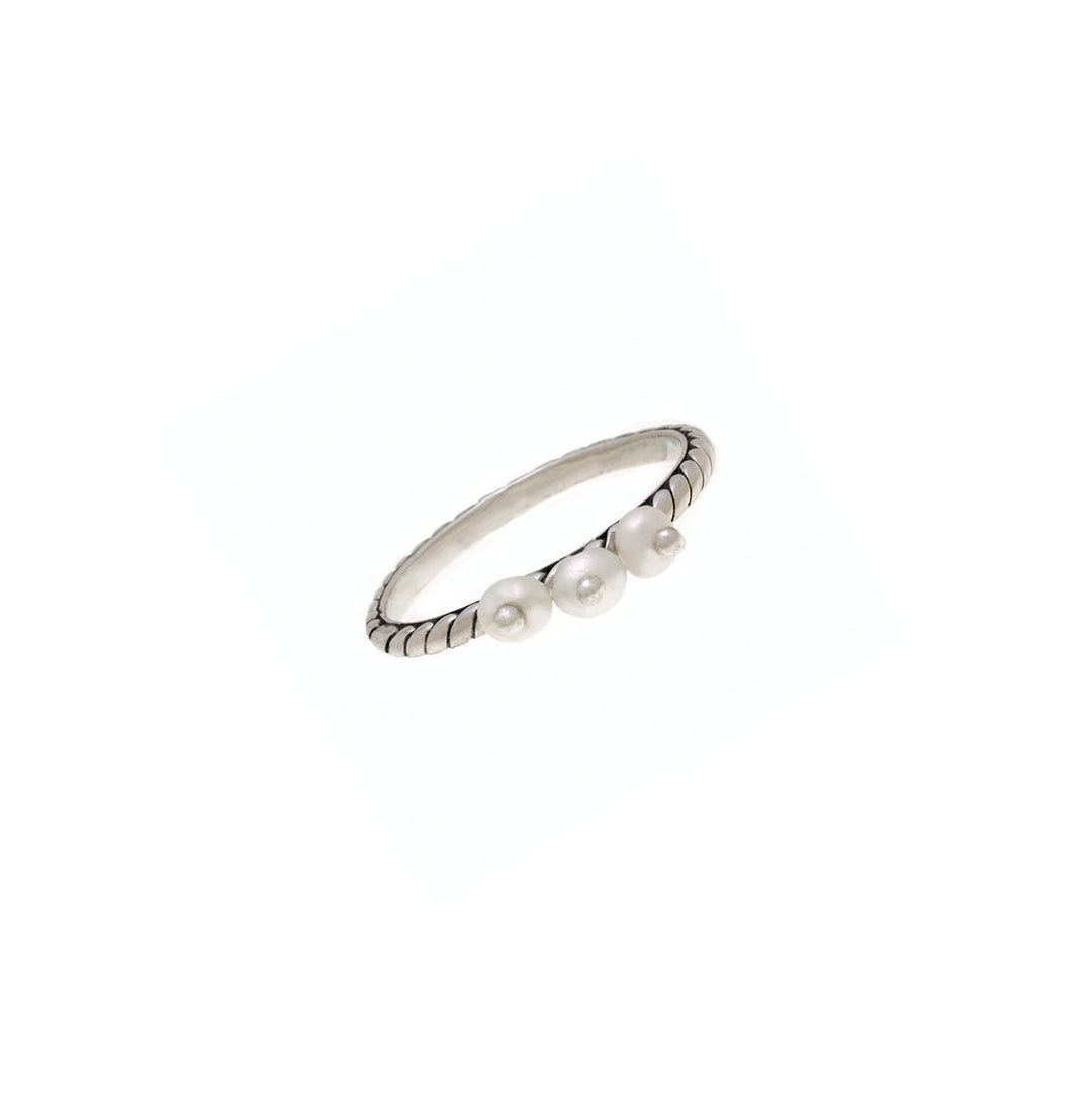 Love Letters Beauty Sterling Silver Pearl Stack Ring - Cynthia Gale New York Jewelry