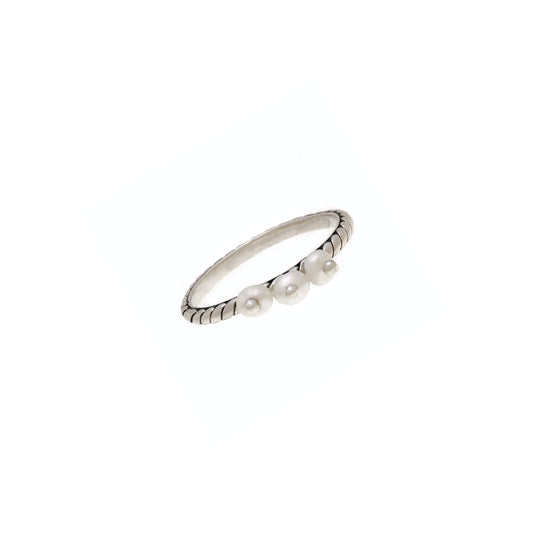 Love Letters Beauty Sterling Silver Pearl Stack Ring - Cynthia Gale New York Jewelry