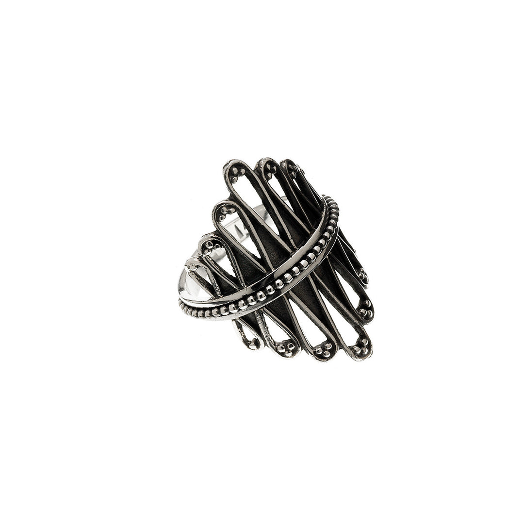 Cool Weave Embroidered Sterling Silver Spin Ring - Cynthia Gale New York Jewelry