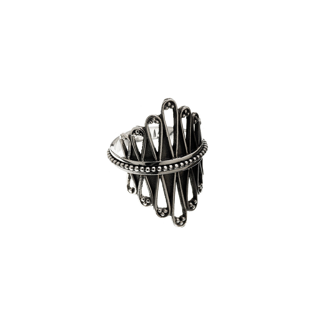 Cool Weave Embroidered Sterling Silver Spin Ring - Cynthia Gale New York Jewelry