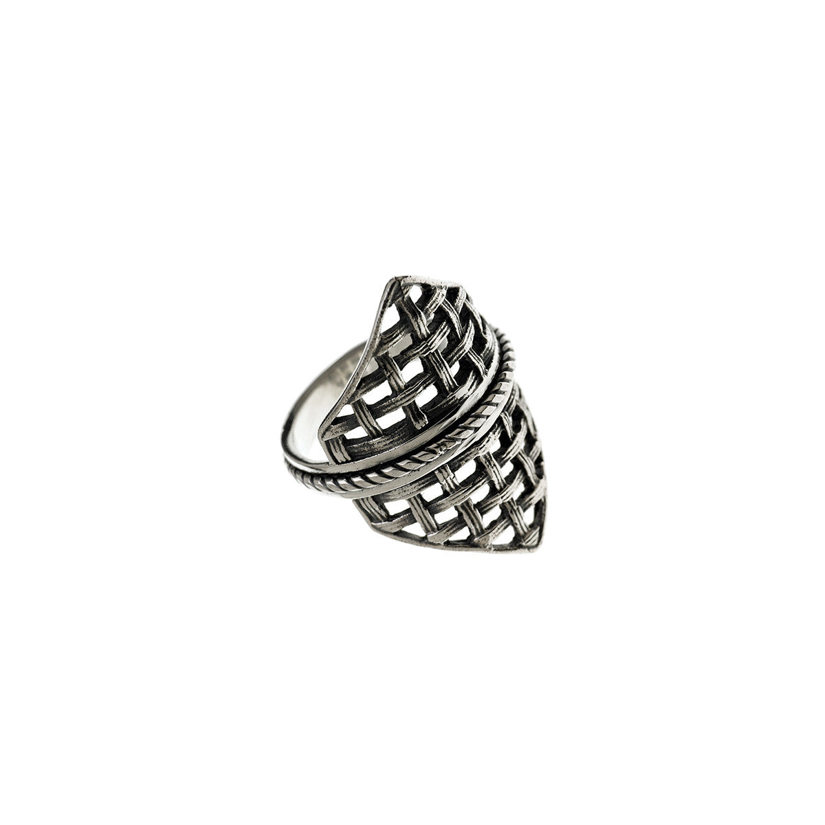 Cool Mesh Embroidered Sterling Silver Spin Ring - Cynthia Gale New York Jewelry