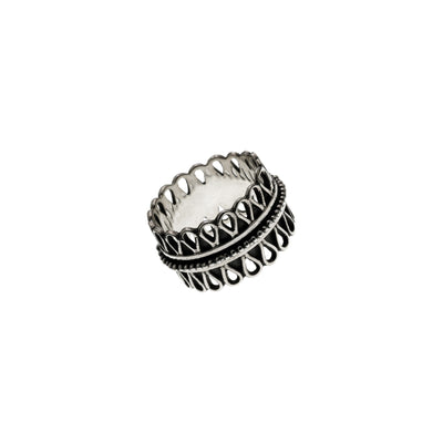 Cold Lock Embroidered Sterling Silver Spin Ring - Cynthia Gale New York - 1