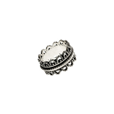 Eyelet Embroidered Sterling Silver Spin Ring - Cynthia Gale New York Jewelry