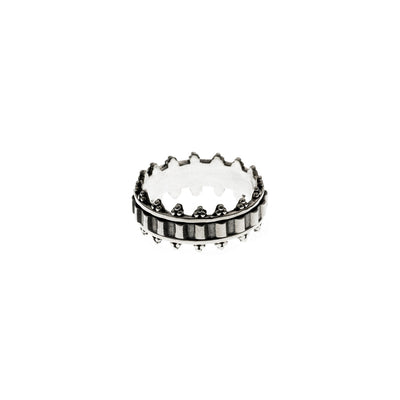 Dobby Embroidered Sterling Silver Spin Ring - Cynthia Gale New York Jewelry