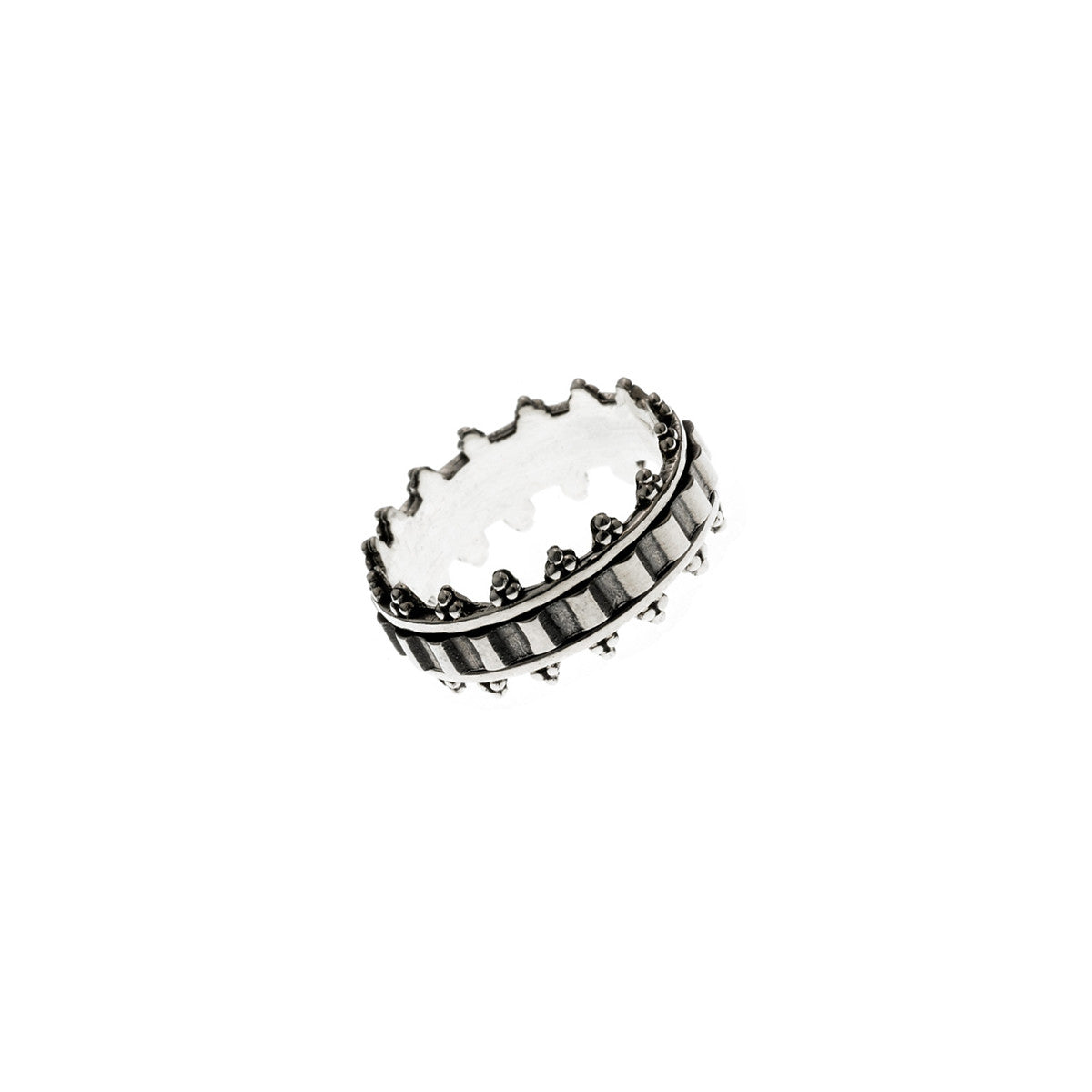 Dobby Embroidered Sterling Silver Spin Ring - Cynthia Gale New York Jewelry