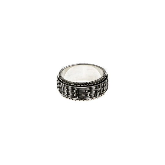 Herring Bone Embroidered Sterling Silver Spin Ring - Cynthia Gale New York Jewelry