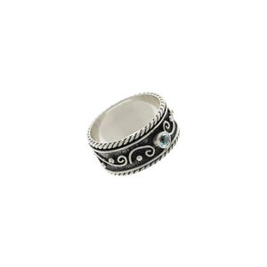 Ethos Sterling Silver And Blue Topaz Spin Ring - Cynthia Gale New York Jewelry