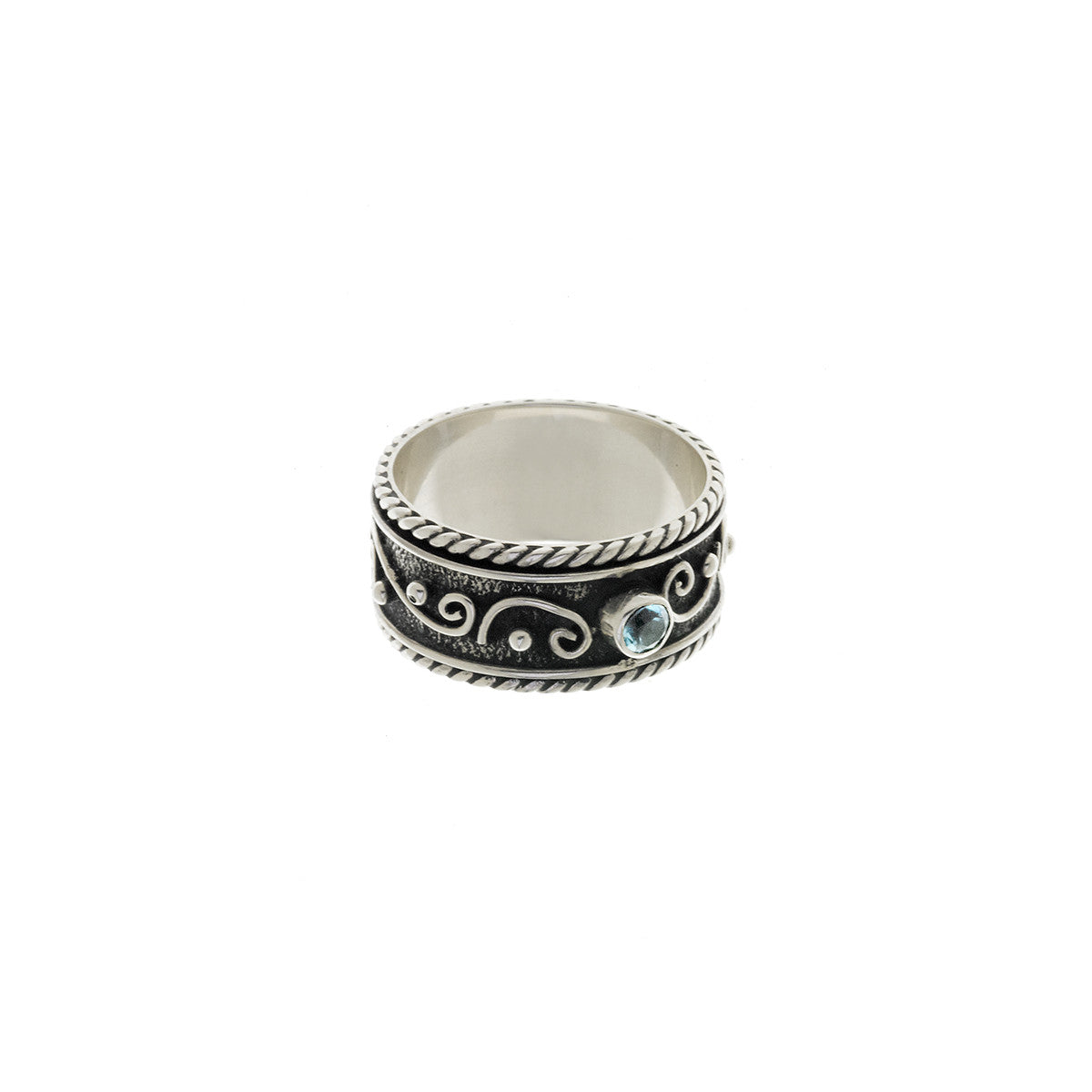 Ethos Sterling Silver And Blue Topaz Spin Ring - Cynthia Gale New York Jewelry