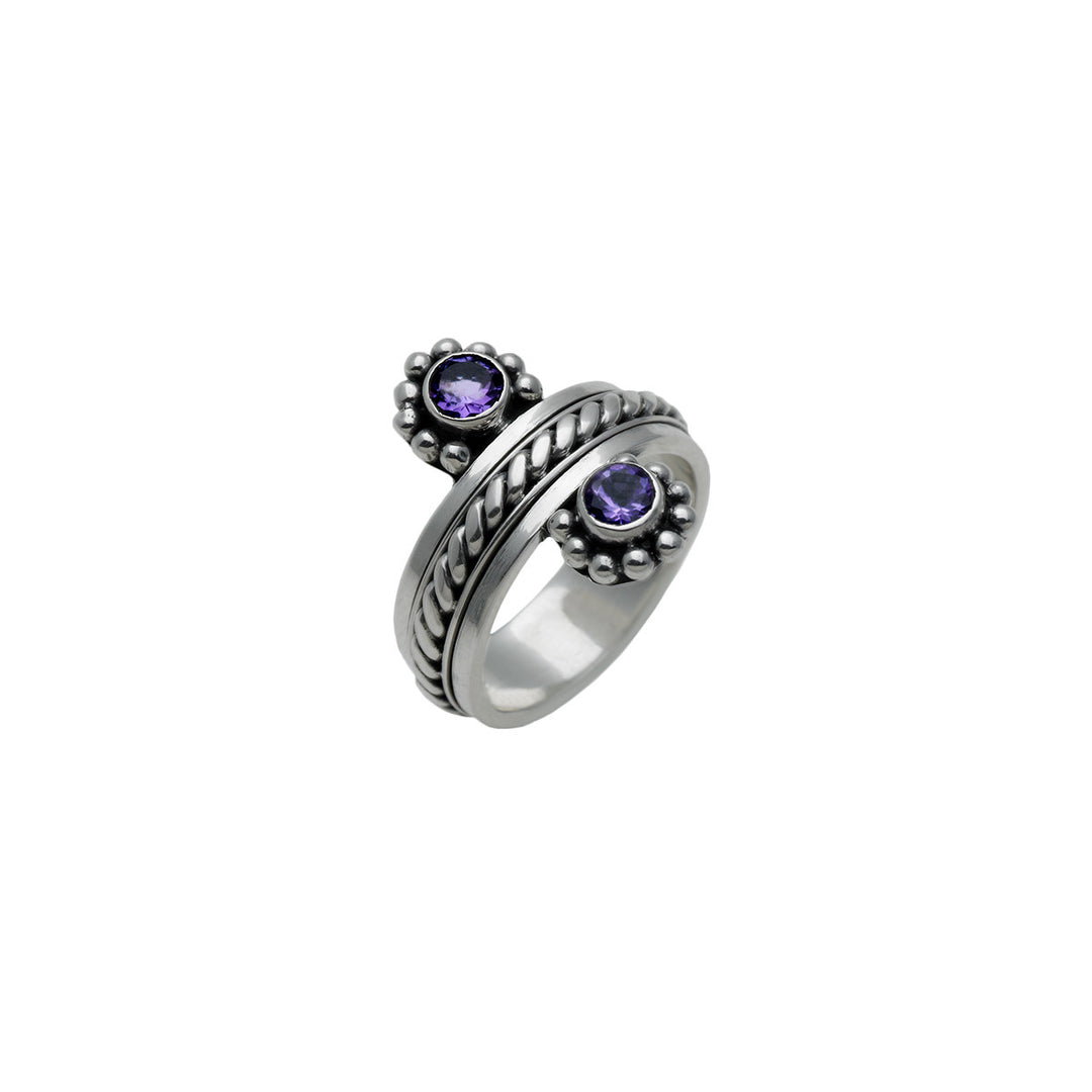 Moon Reflection Sterling Silver Amethyst Spin Ring - Cynthia Gale New York Jewelry