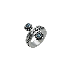 Water Reflection Sterling Silver And Blue Topaz Spin Ring - Cynthia Gale New York Jewelry