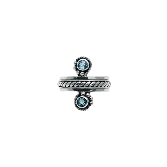 Water Reflection Sterling Silver And Blue Topaz Spin Ring - Cynthia Gale New York Jewelry