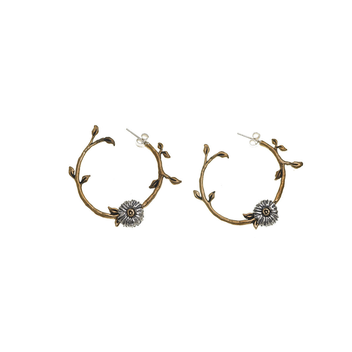 Revolution Dove Sterling Silver Bronze Hoop Earring - Cynthia Gale New York Jewelry