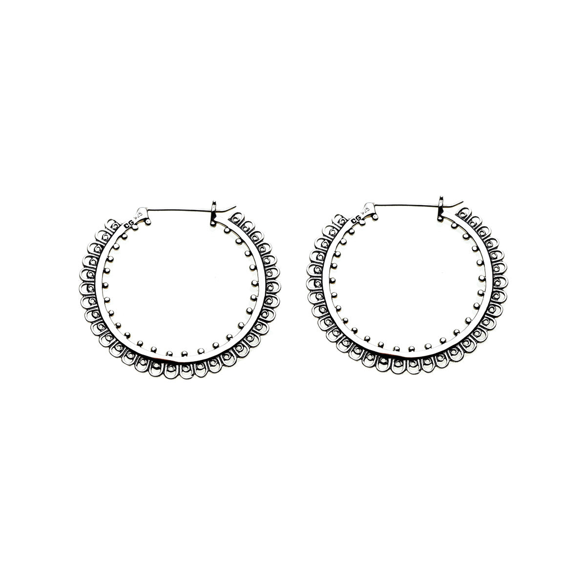 Dharmachakra Grand Sterling Silver Hoop Earring - Cynthia Gale New York Jewelry
