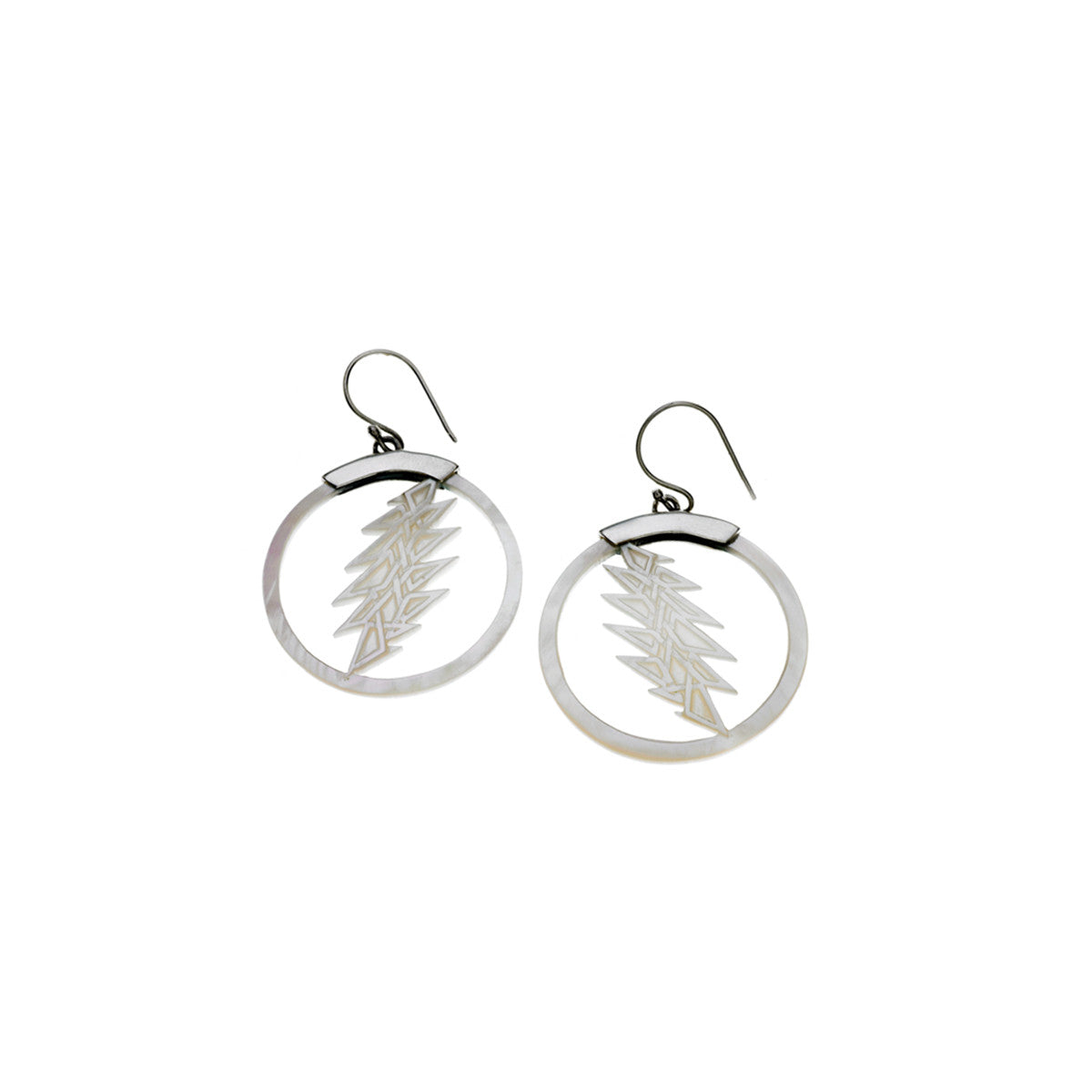 13 Point Lightening Bolt Sterling Silver Mother Of Pearl Drop Earring - Cynthia Gale New York - 1