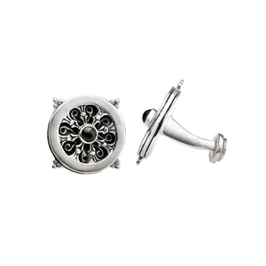 Dharmachakra Noble Truth Turn Sterling Silver Cufflinks - Cynthia Gale New York Jewelry