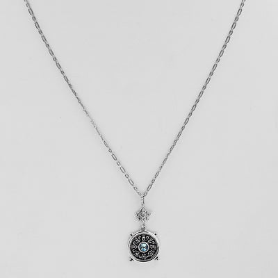 Dharmachakra Sterling Silver Blue Topaz Grace Necklace - Cynthia Gale New York