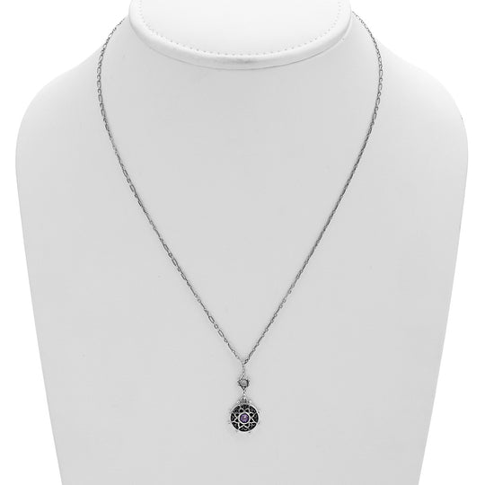 Dharmachakra Sterling Silver Amethyst Serenity Necklace - Cynthia Gale New York Jewelry