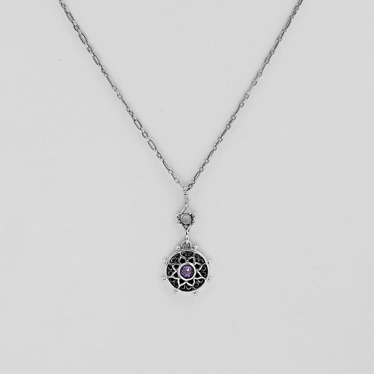 Dharmachakra Sterling Silver Amethyst Serenity Necklace - Cynthia Gale New York Jewelry