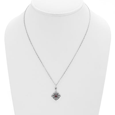 Dharmachakra Sterling Silver Garnet Love Necklace - Cynthia Gale New York Jewelry