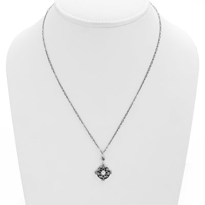 Dharmachakra Sterling Silver White Pearl Love Necklace - Cynthia Gale New York Jewelry