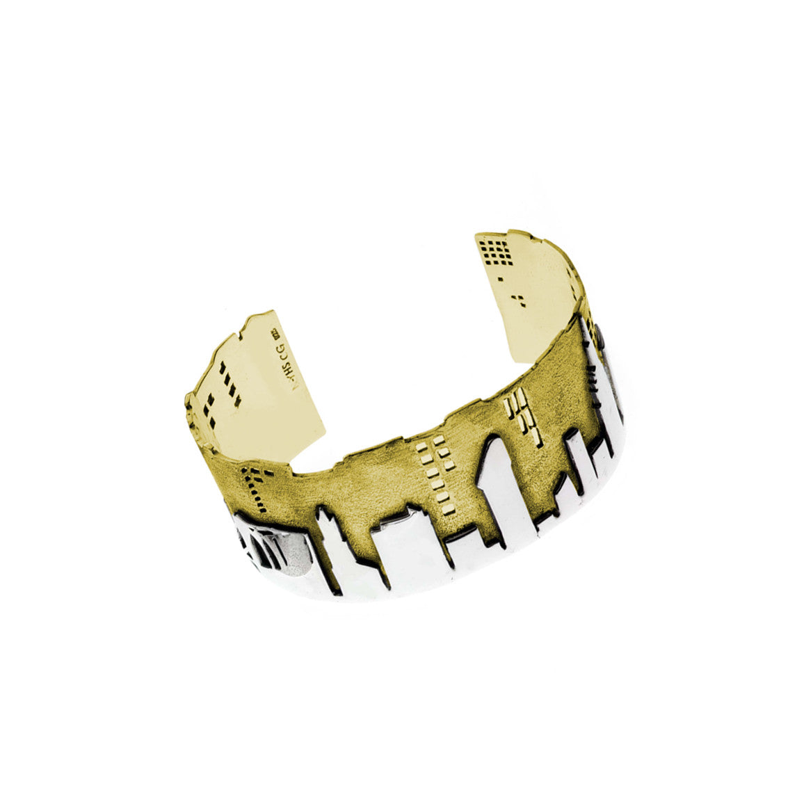 NYC Skyline The City That never Sleeps Sterling Silver & Brass Cuff - Cynthia Gale New York - 1
