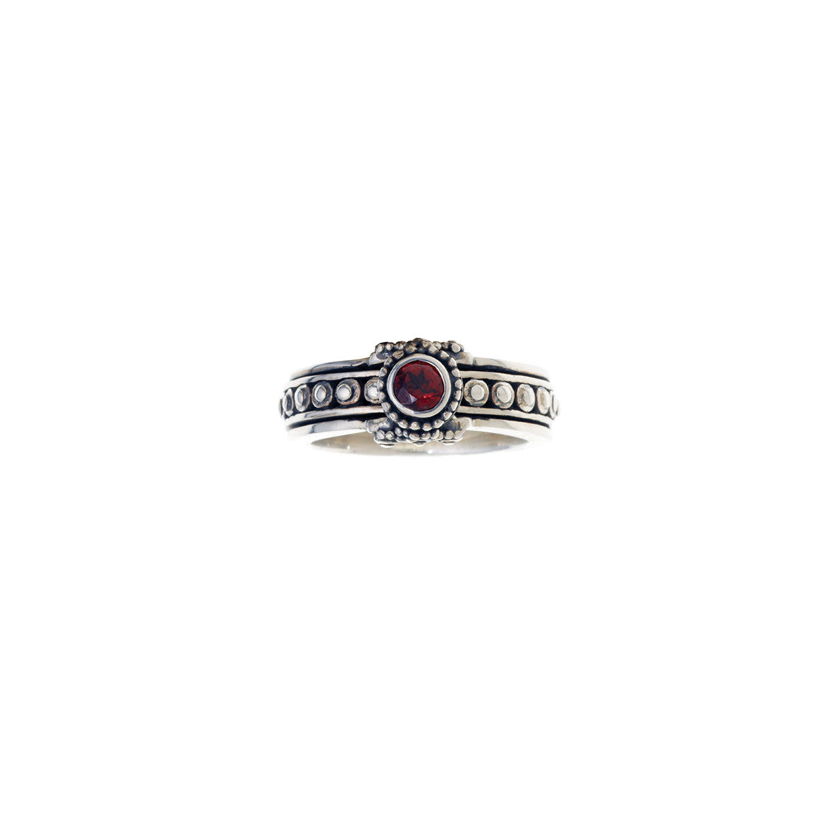 Vintage Classical Sterling Silver And Garnet Spin Ring - Cynthia Gale New York - 3